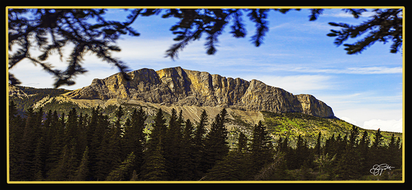 YAMNUSKA MOUNTAIN NEAR BANFF DRIVE BY by Jerre Paquette