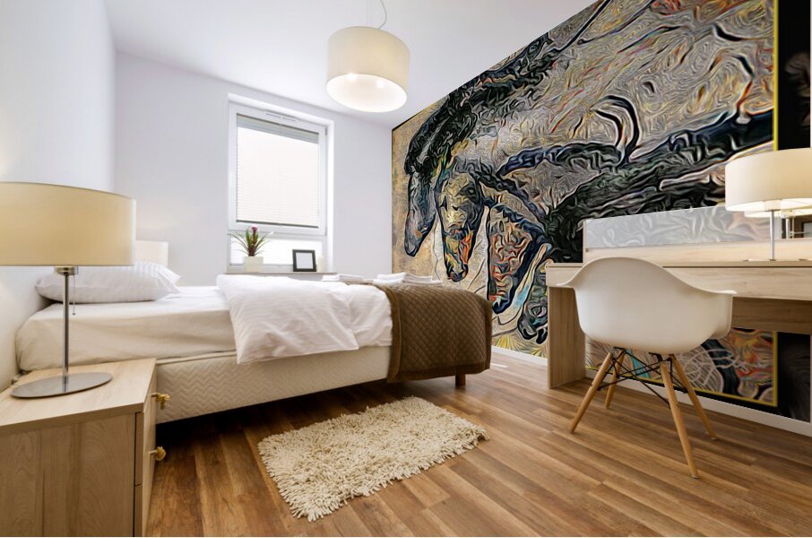 CHAUVET CAVE HORSES stylized Mural print