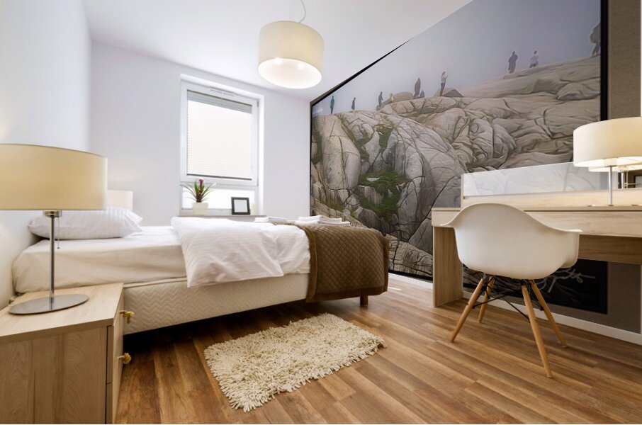 A FOGGY DAY AT PEGGY S COVE LIGHT HOUSE Mural print