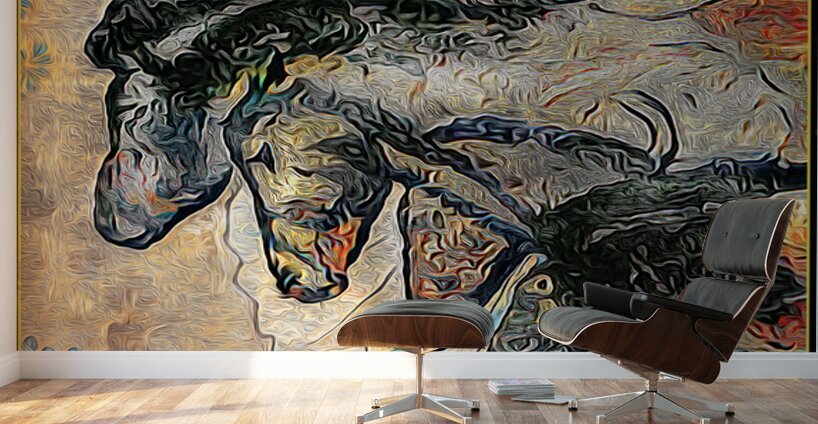 CHAUVET CAVE HORSES stylized Wall Murals