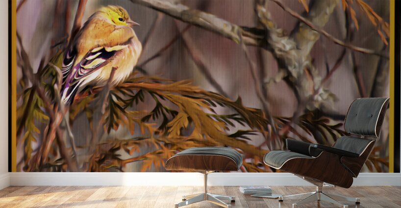 GOLD FINCH CONTEMPLATION Wall Murals