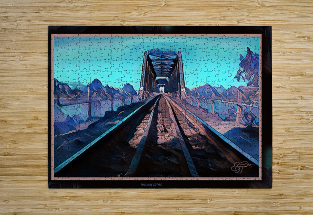 RAILROAD GOTHIC CALGARY TRAIN BRIDGE IN INGLEWOOD Jerre Paquette Puzzle printing